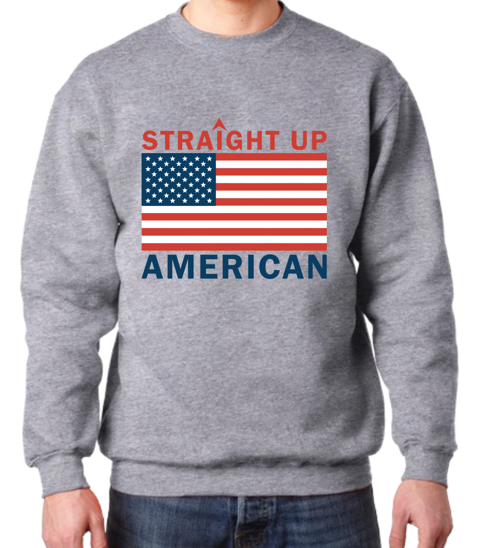 Straight Up American Sweatshirt - Gray - Large Graphic