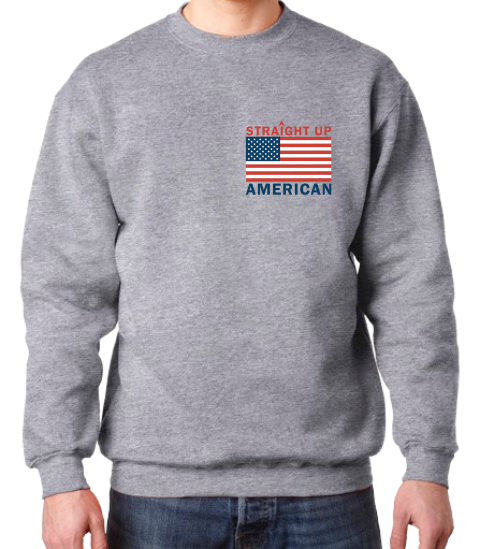 Straight Up American Sweatshirt - Gray - Large Graphic