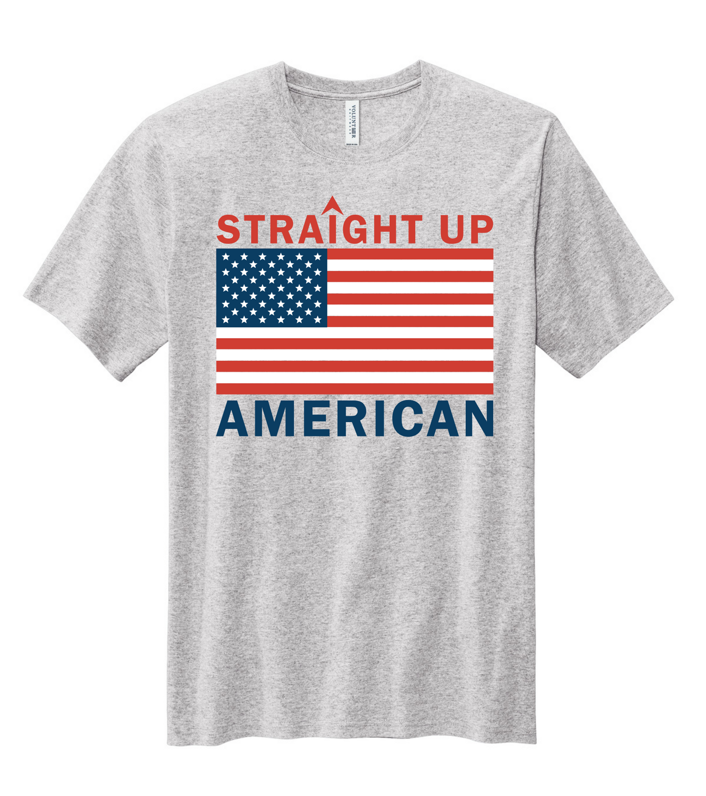 Straight Up American T-Shirt - Heather Gray - Large Graphic