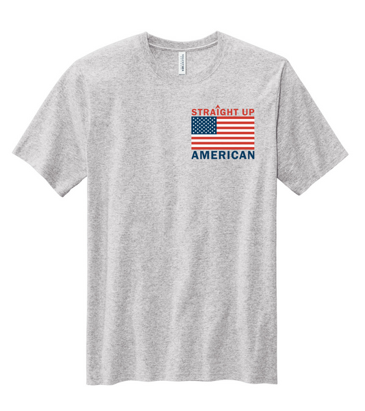 Straight Up American T-Shirt – Heather Gray - Small Graphic